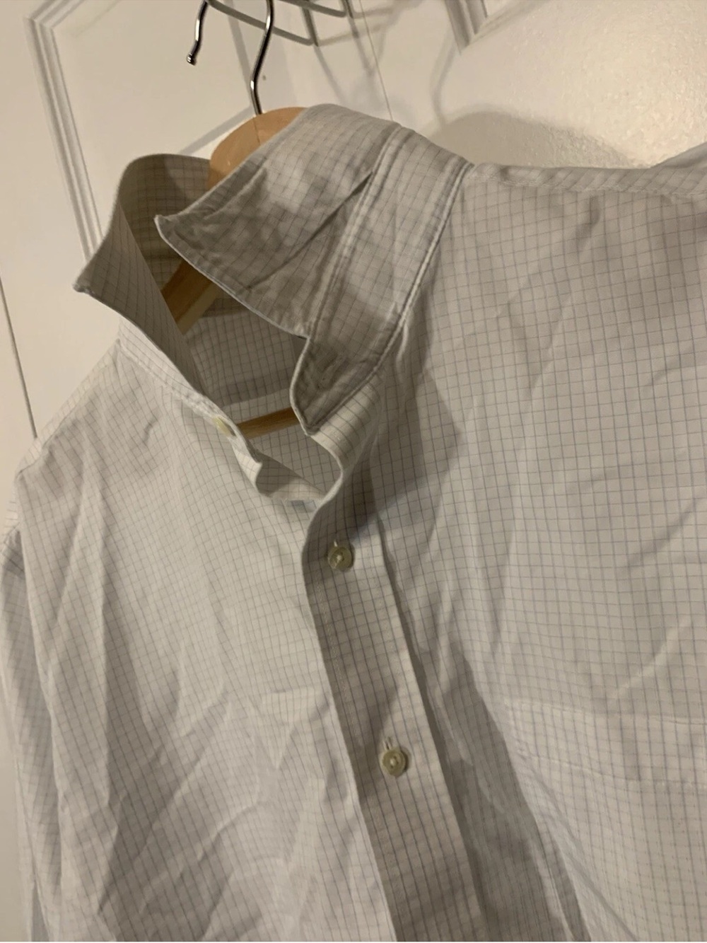 Brooks Brothers White Dress Shirt with Light Blue Grid - Picture 2 of 9